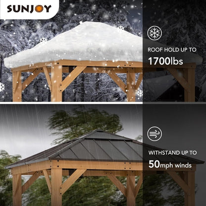 9x9 Cedar Framed Hardtop Gazebo Outdoor Patio Garden Shade