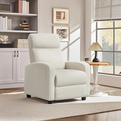 Beige Corduroy Recliner Chair Adjustable For Living Room Home Theater