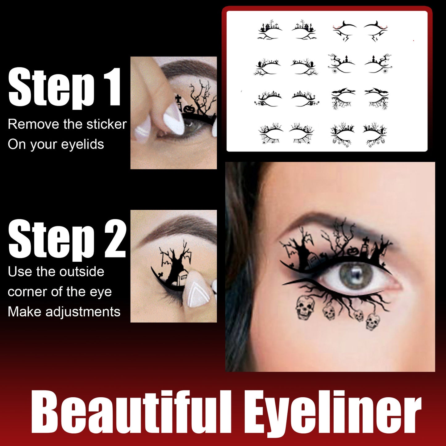EELHOE Halloween Eyeliner Stick Scary Fashion Party Makeup Kit Bat Spider Decorative Eyeliner Eyeshadow Stick