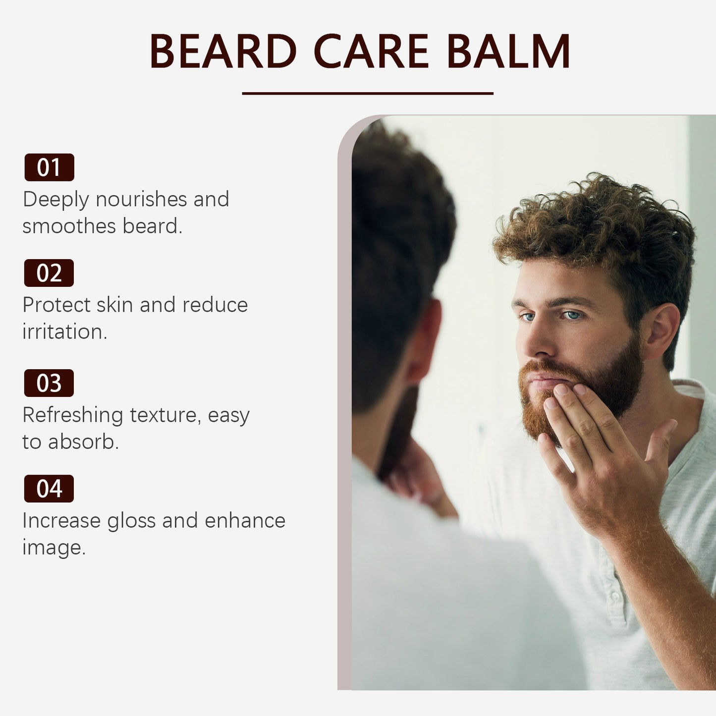 East Moon Men's Facial Hair Care Cream, Strong Beard Nourishing Thick Soft Bright Black Moisturizing Care