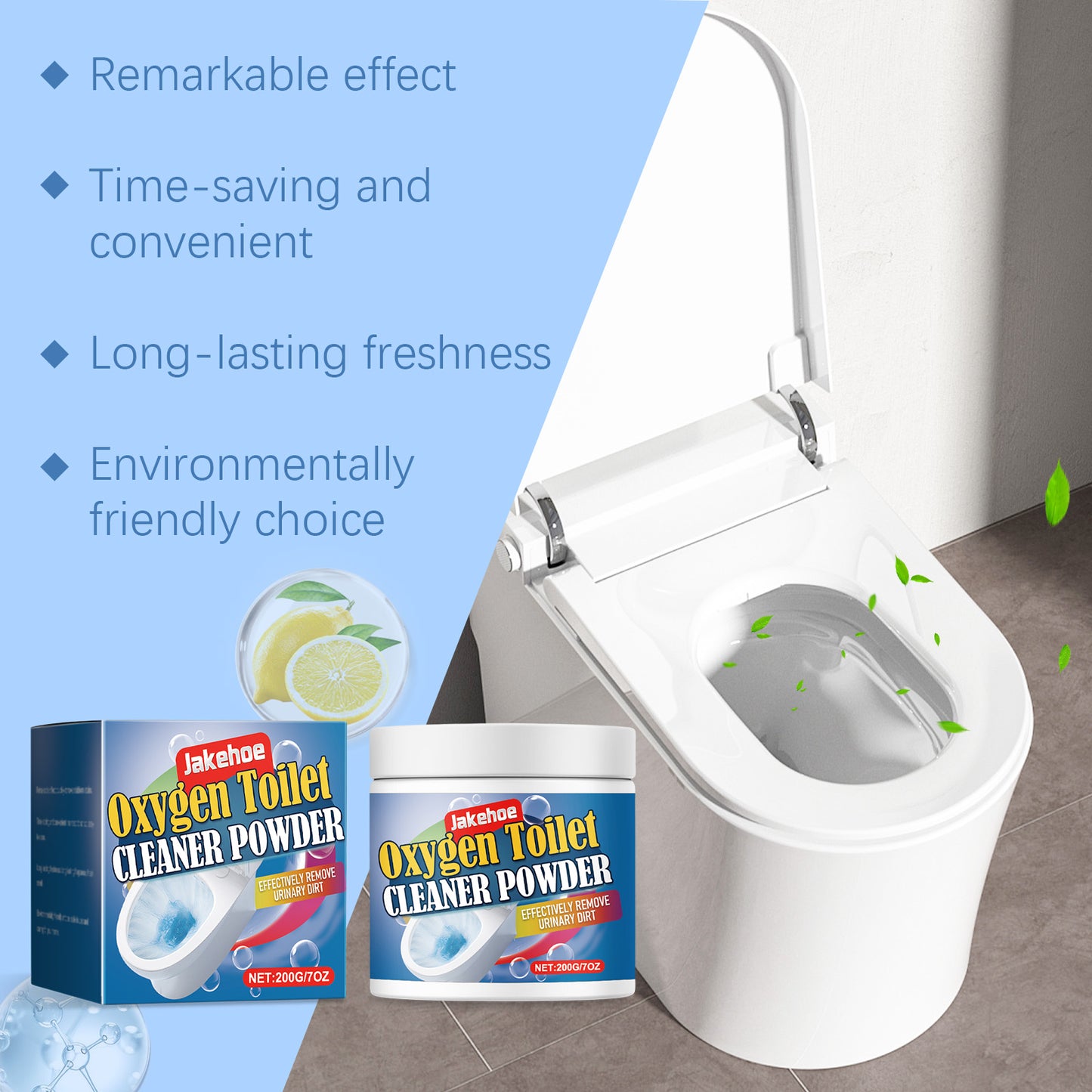 Oxygen Toilet Cleaner Powder, Easy Decontamination Keep Clean With A Quick Blistering Toilet Cleaner
