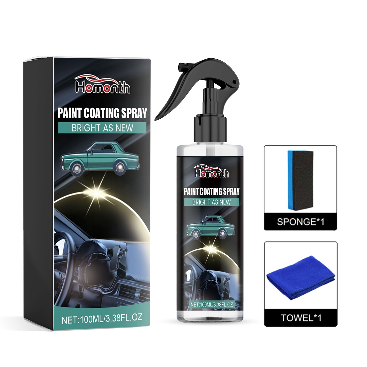 Paint Coating Spray, Seat Upholstery Instrument Panel Cleaning Stains Polishing Maintenance Refurbishing Agent