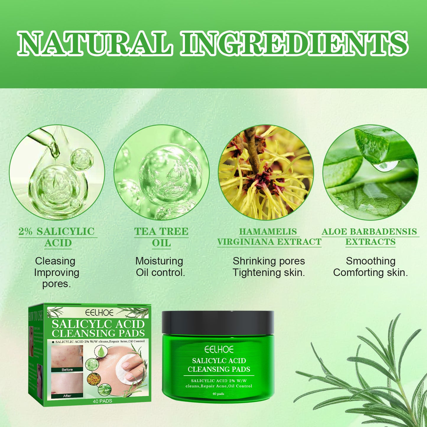 Salicylic Acid Cleaning Gasket, Moisturizing Oil Control Removing Blackheads And Acne Closing Gentle Cleansing Acne Muscle Repair