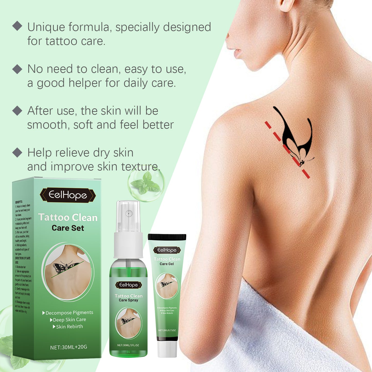 Tattoo Cover Treatment Set Gentle Cover Tattoo Mark Cleaning And Repairing Skin Concealer Set