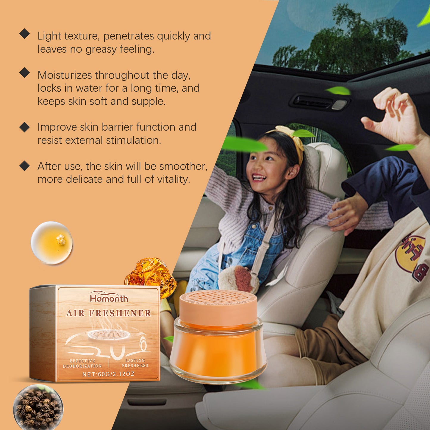 Cologne Car Solid Balm For Car Odor Removal Fresh And Light Portable Car Balm