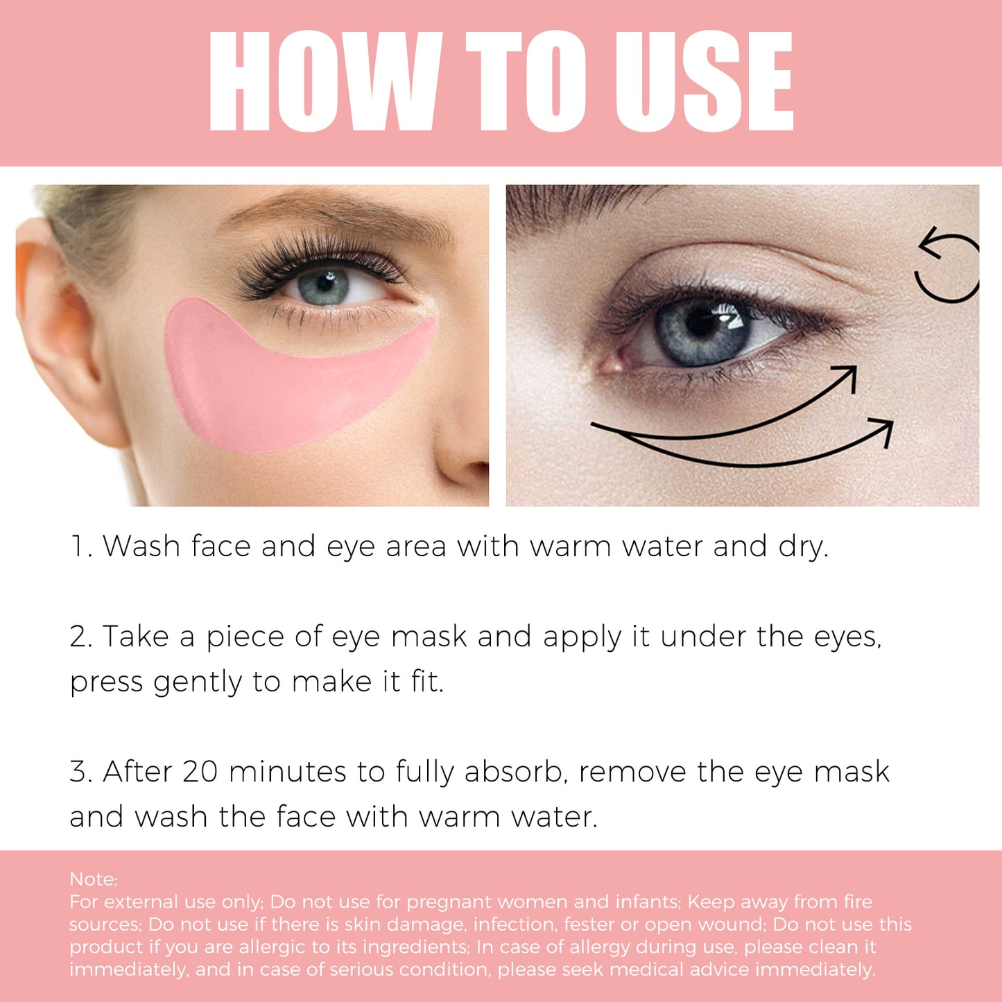 Pink Rose Eye Mask, Reduces Fine Lines, Bags, Dark Circles, Moisturizes And Tights Skin Care Eye Mask