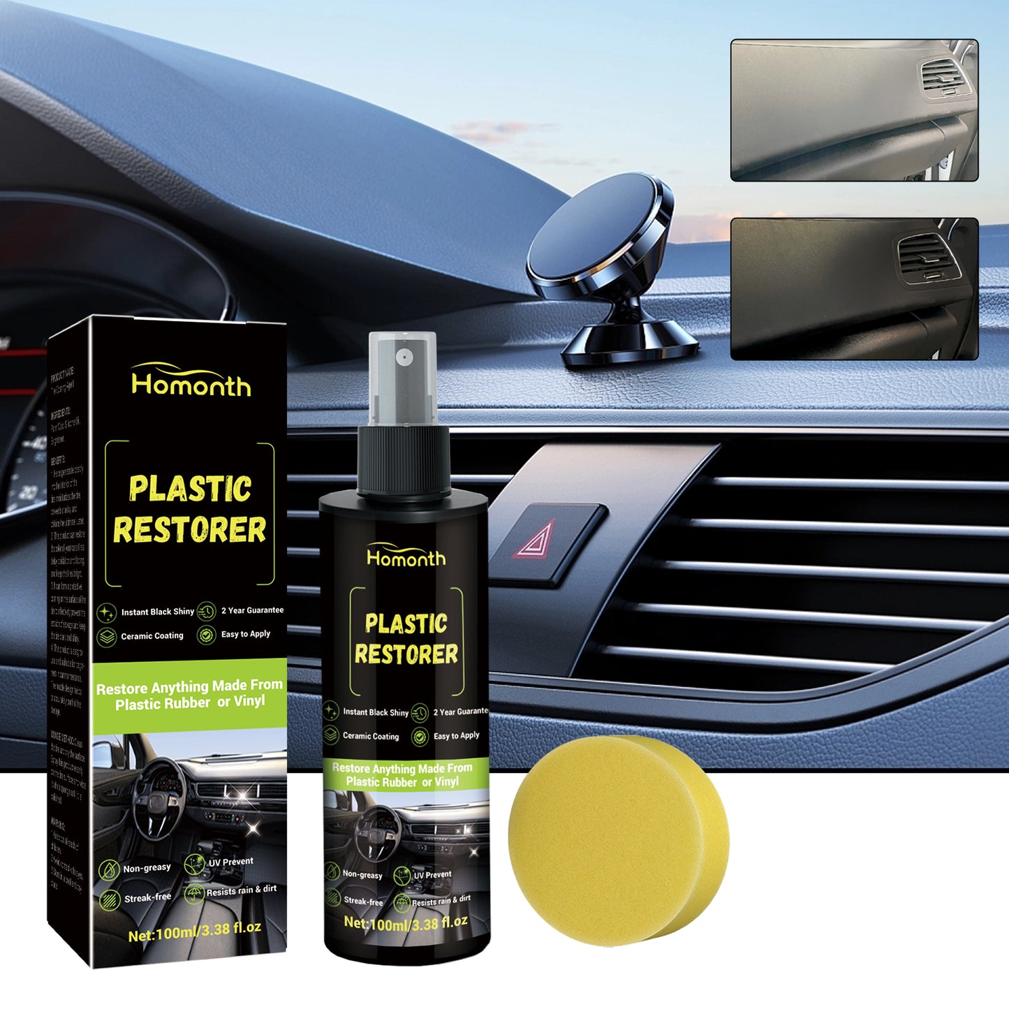 Plastic Restorer, Car Interior Seat Dial Cleaning Dust-Proof Decontamination Coating Agent