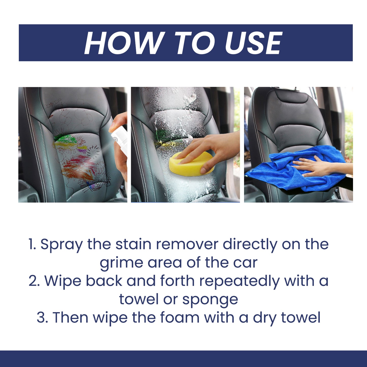 Car Stain Remover, Interior Seat Instrument Panel Cleaning Quick Decontamination Maintenance Refurbishment