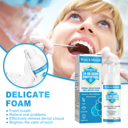 West&Month Herbal Brightening Oral Repair Foam, Clean Bad Breath And Teeth Stains With White Teeth Foam