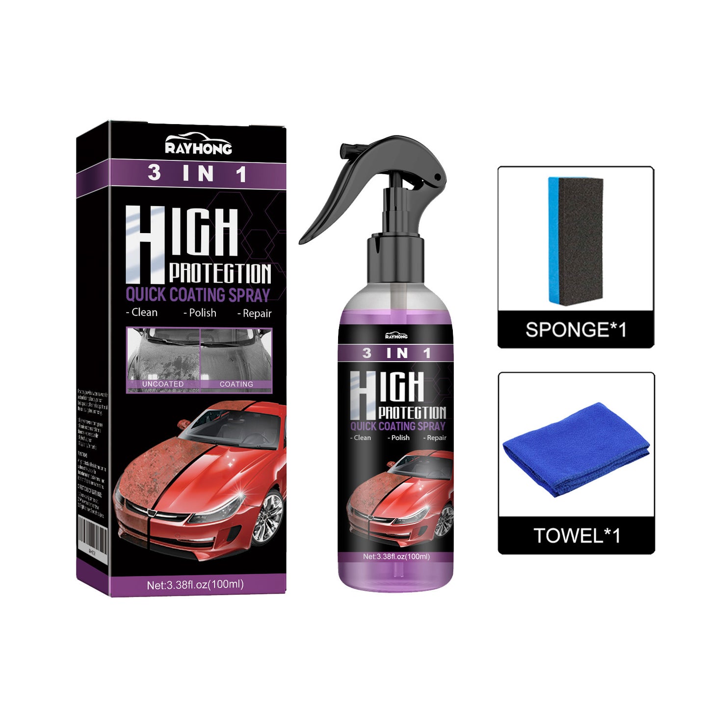 Coating Agent 3-In-1 Oil Removal Polishing Protection Repair Scratches Car Paint Cleaning And Maintenance Coating