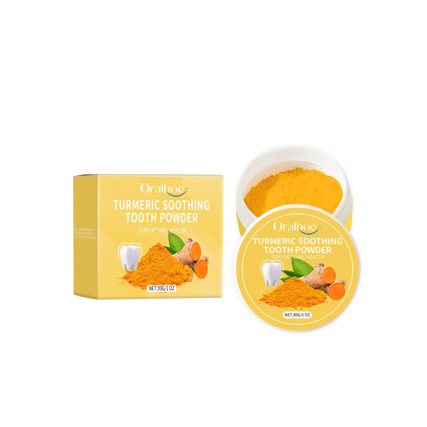Oralhoe Turmeric Care Dental Powder Teeth Cleaning Turmeric Clean White Confident Smile Care Oral Care
