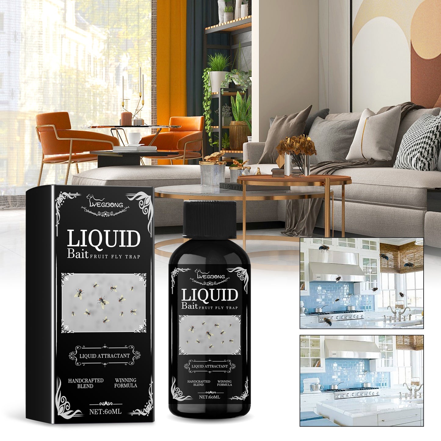 Yegbong Fruit Fly Trapping Supplement Fly Mosquito Baits Living Room Kitchen Household Fly Trapping Solution