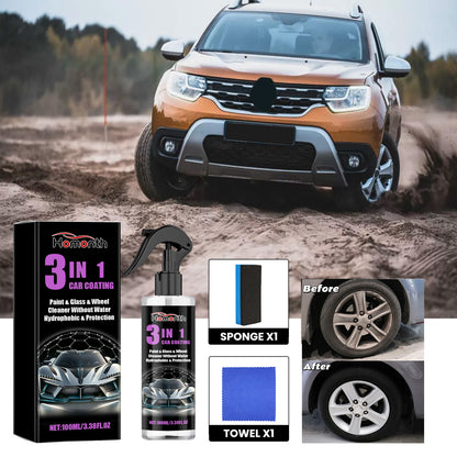 3 In 1 Car Coating, Car Paint Brightening Tire Cleaning Decontamination Polishing Retreading Spray