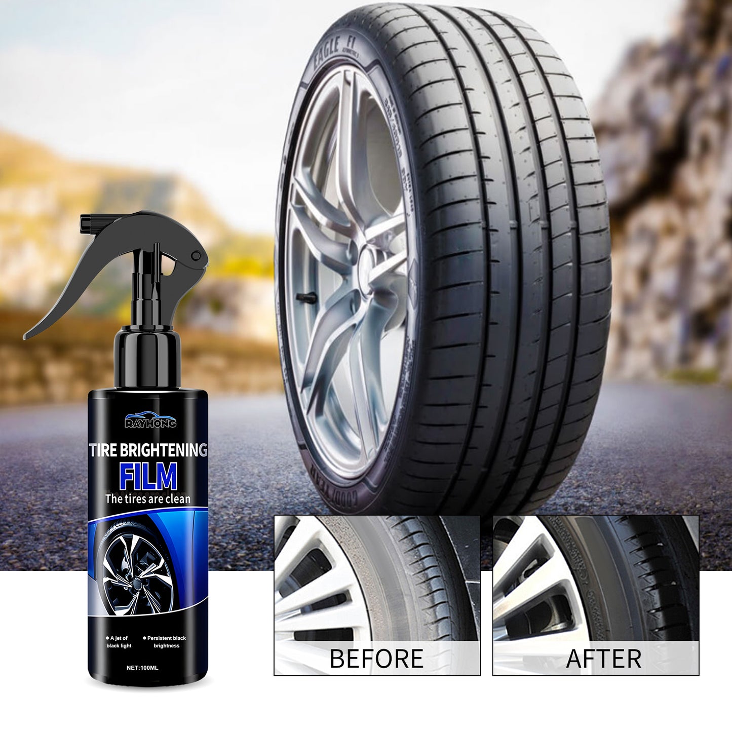 Tire Brightening Film, Wheel Retreading Clean Polished Brightening Multi-Functional Wheels From Spray Paint