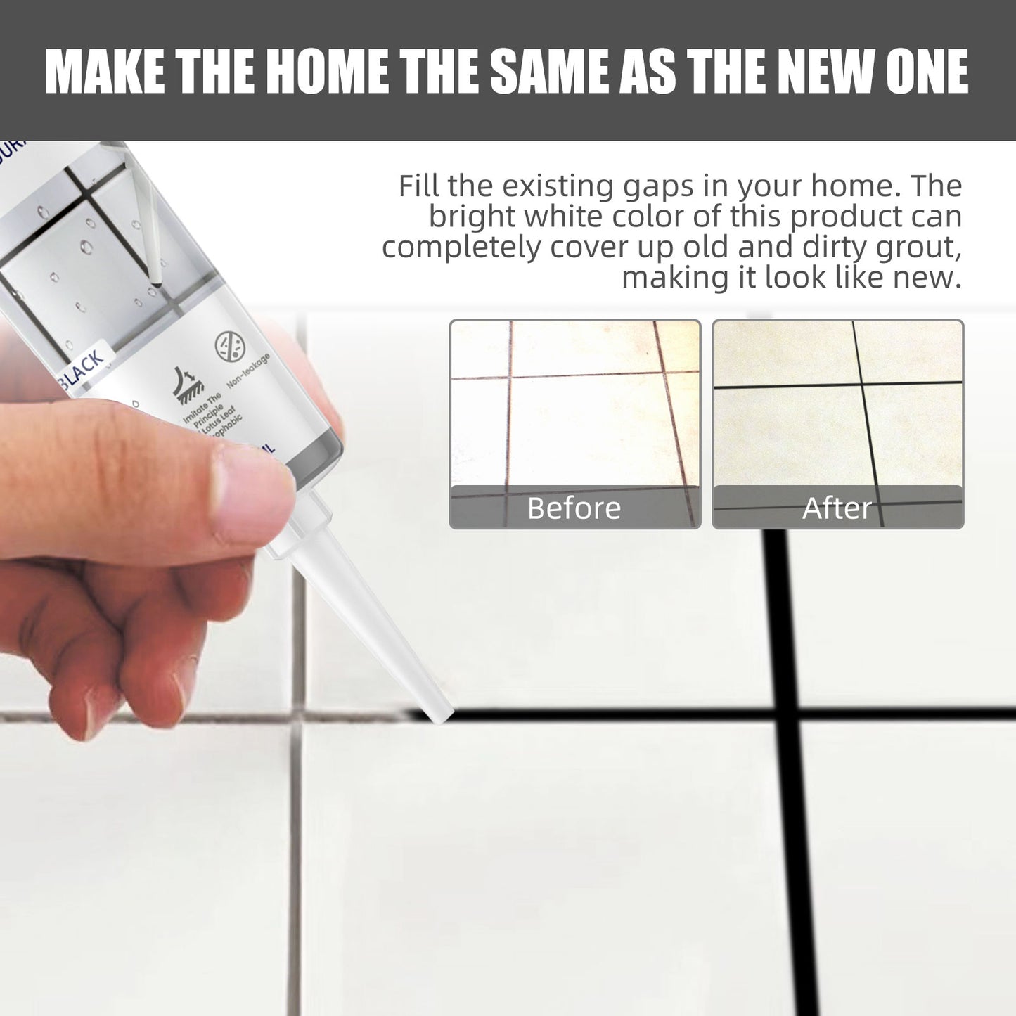 Jaysuing Tile Refill Agent, Kitchen Bathroom Waterproof Floor Mildew Proof Joint Tile Tip Sealant