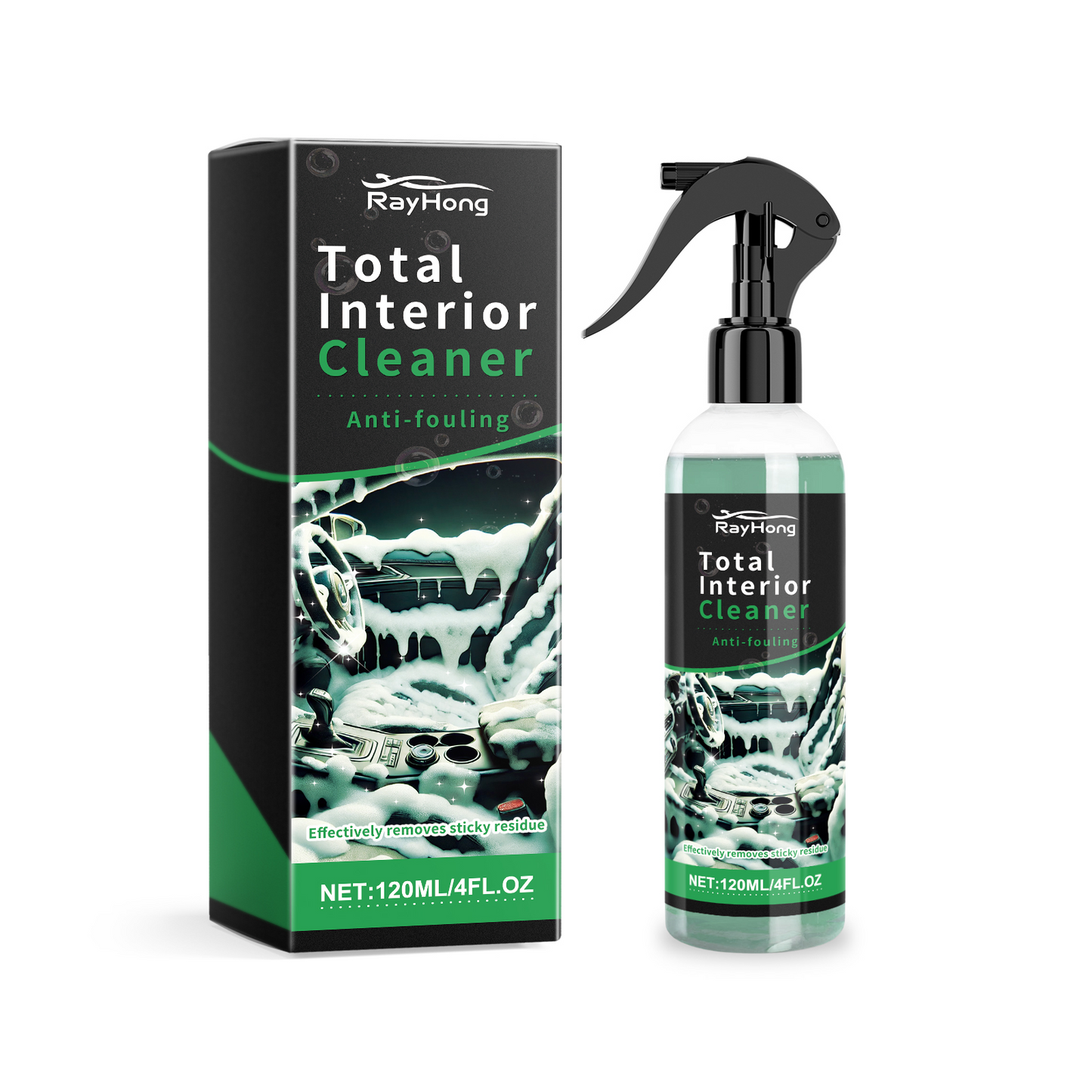 Rayhong Car Interior Cleaner, Seat Ceiling Instrument Panel Wash Free Decontamination Foam Cleaner