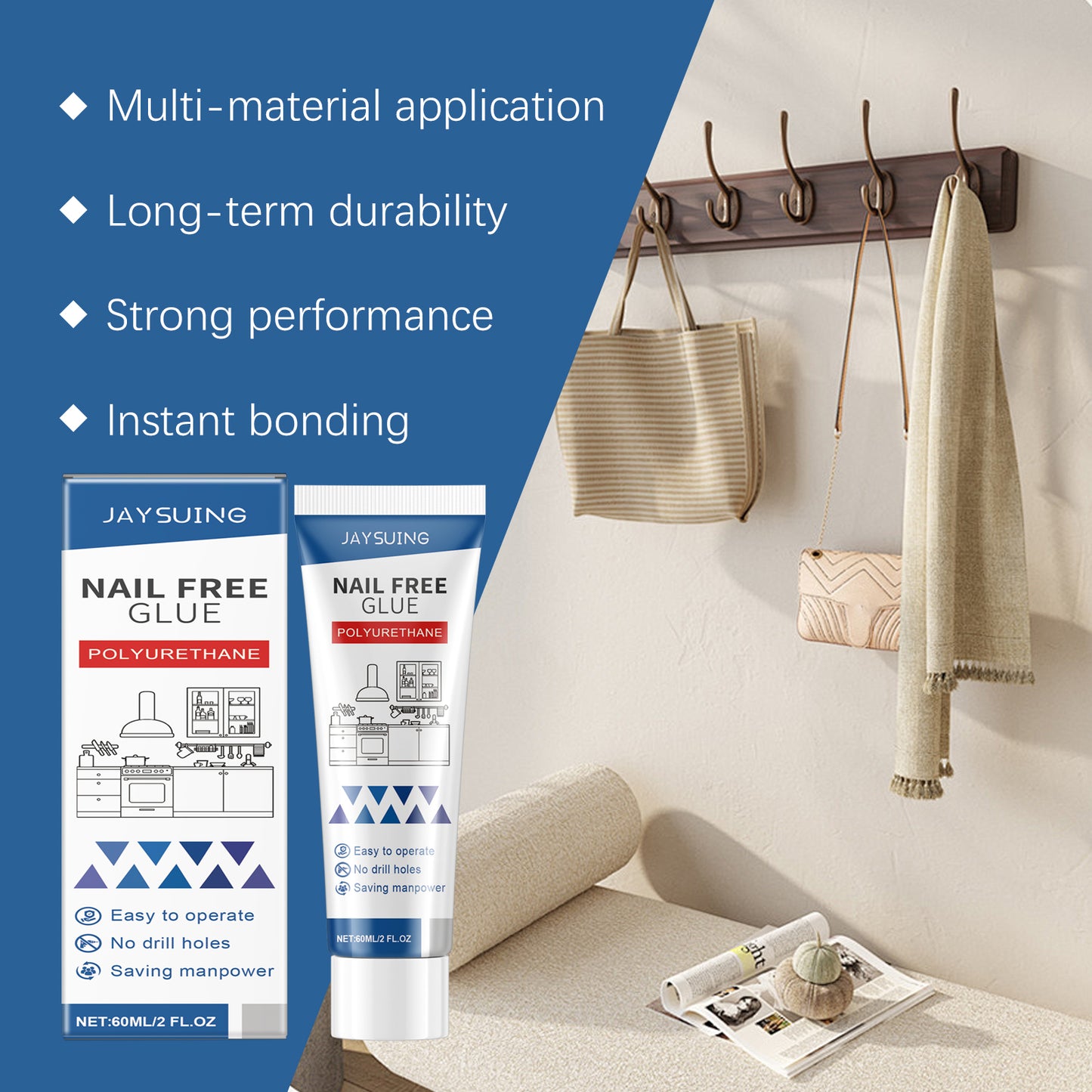 Nail Free Adhesive Home Wood Metal Ceramic Plastic Daily Home Durable Stable Nail Free Adhesive