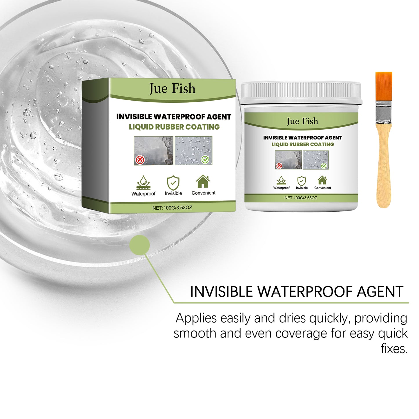 Jue-Fish  Waterproof Sealant, Waterproof Leak Repair Invisible Sealing Glue Household Smash Brick Waterproof Paint