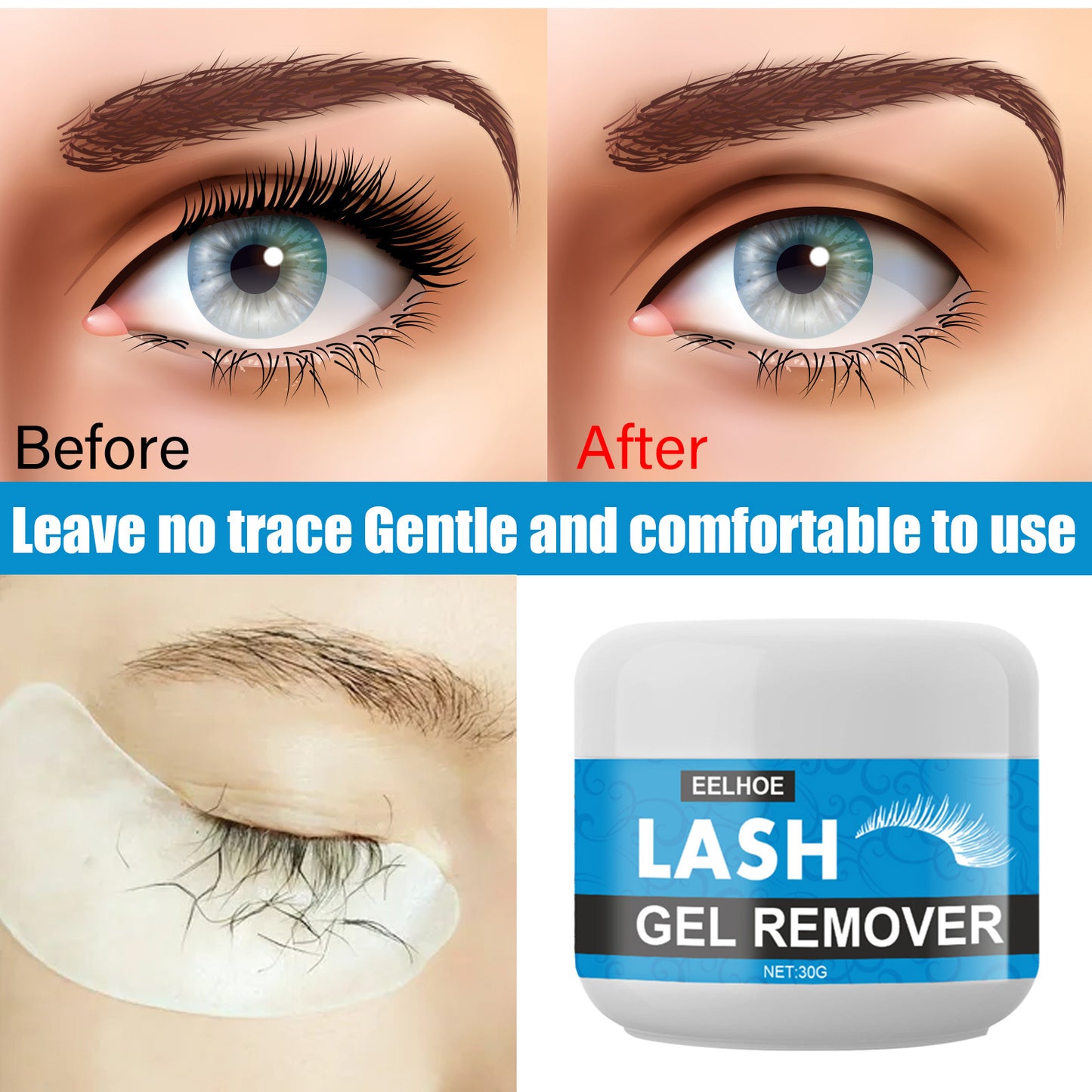 EELHOE Mascara Remover, False Eyelash Grafting Eyelash Removing Glue Removing Cream