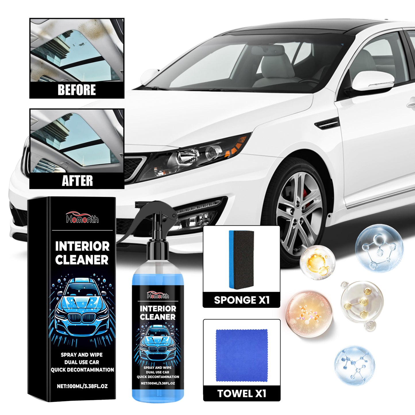 Car Roof Cleaner, Automotive Interior Fabric Cleaning And Maintenance Brightening Decontamination Retreader
