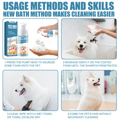 Yegbong Pet Dry Cleaning Mousse Body Wash For Young Cats And Dogs Wash Free To Remove Odor And Smooth Hair Cleaning