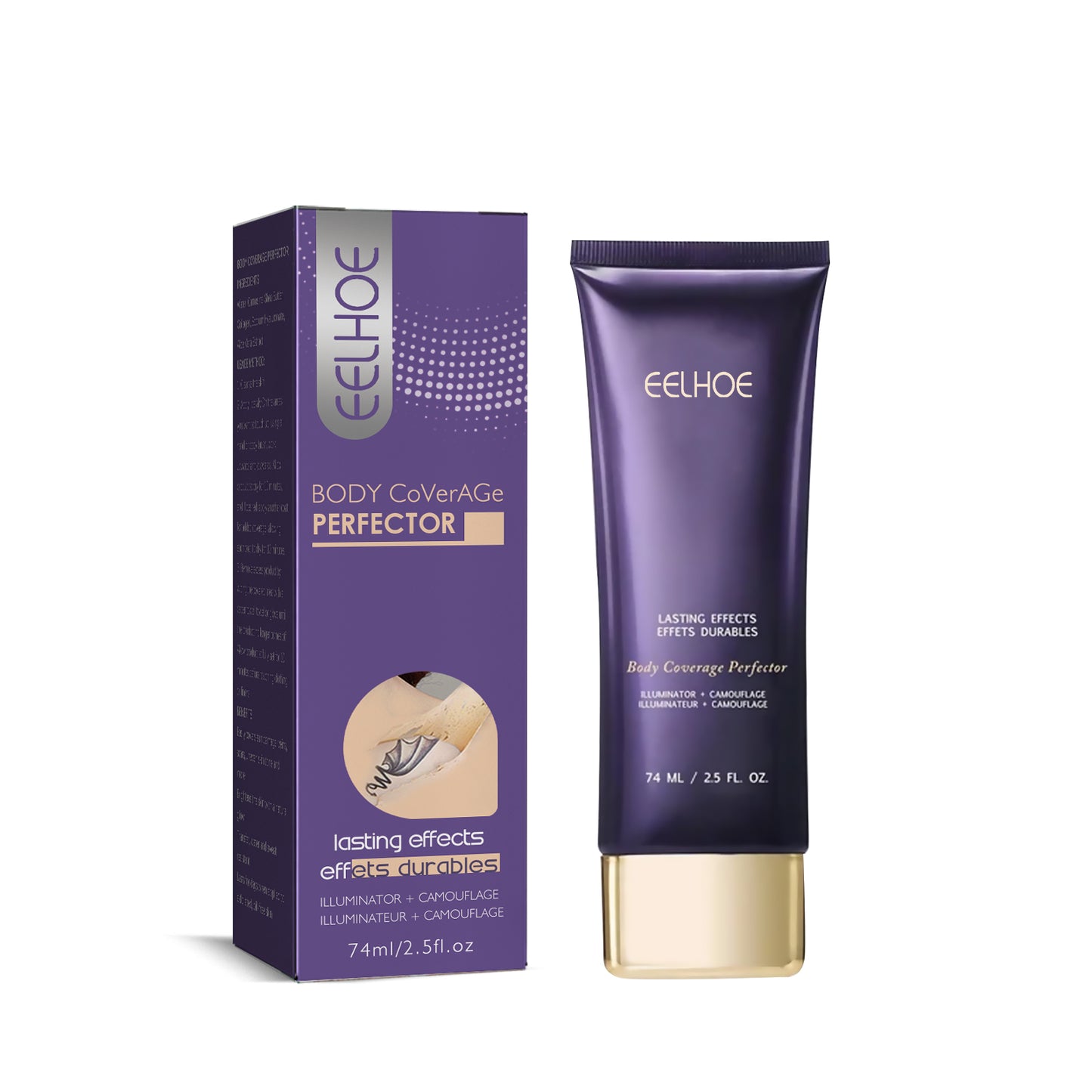 EELHOE Tattoo Concealer Cover Body Tattoo Scars BirthMark Moisturizing Whitening Invisible Concealer