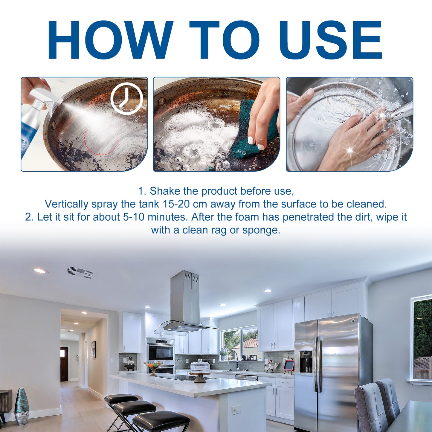Multi-Purpose Household Foam Cleaner Set, Kitchen Stove Tile Heavy Grease Cleaning
