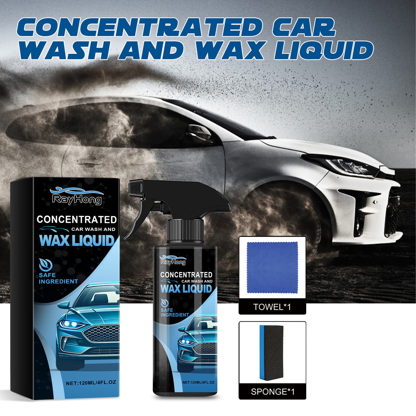 Concentrated Car Wash And Wax Liquid, Car Cleaning Car Paint Coating Tire Decontamination Reconditioning Cleaning Fluid