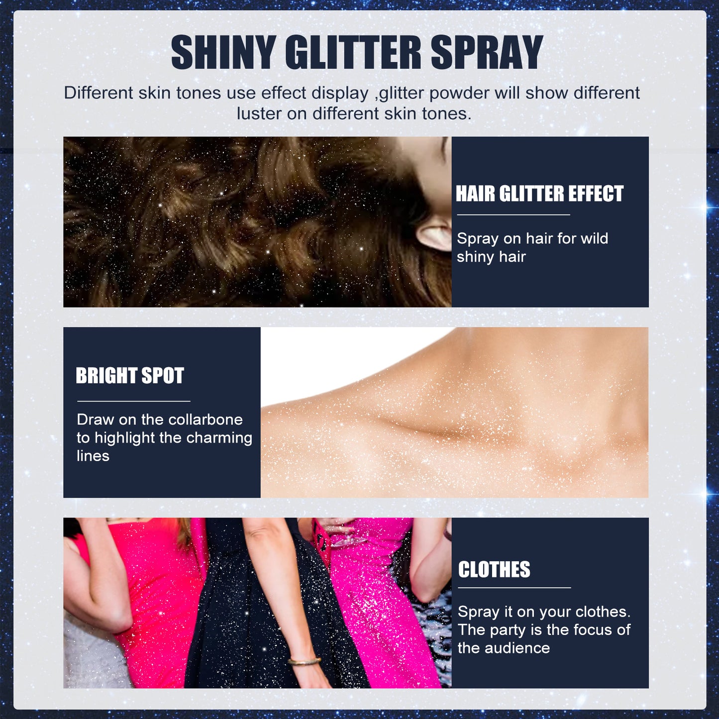 EELHOE Glitter Spray, Halloween Brightening Makeup Night Club Party Clothing Highlights Skin Brightening Powder