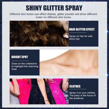 EELHOE Glitter Spray, Halloween Brightening Makeup Night Club Party Clothing Highlights Skin Brightening Powder