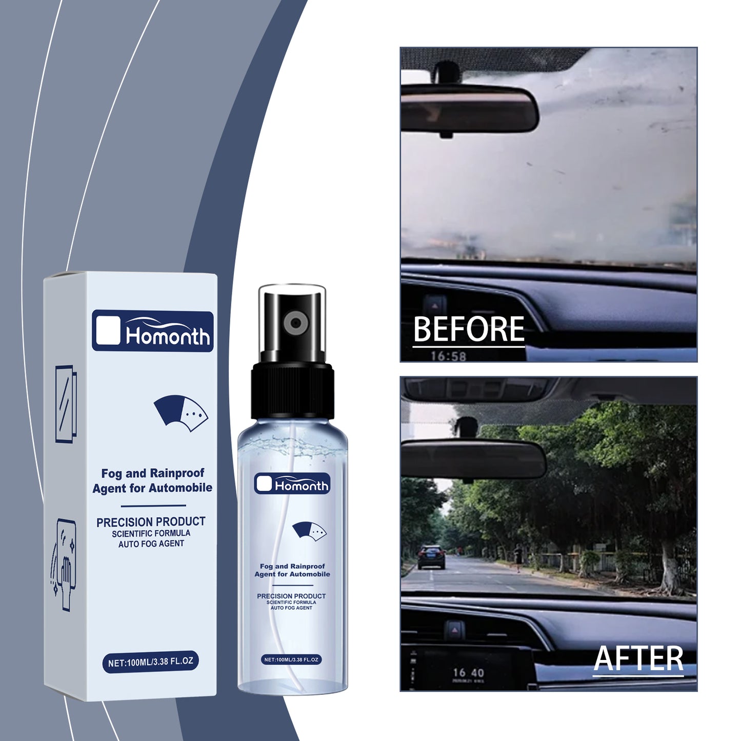 Car Glass Anti-Fog And Anti-Rain Agent, Window Anti-Rain And Waterproof Cleaning Car Glass Anti-Fog Spray