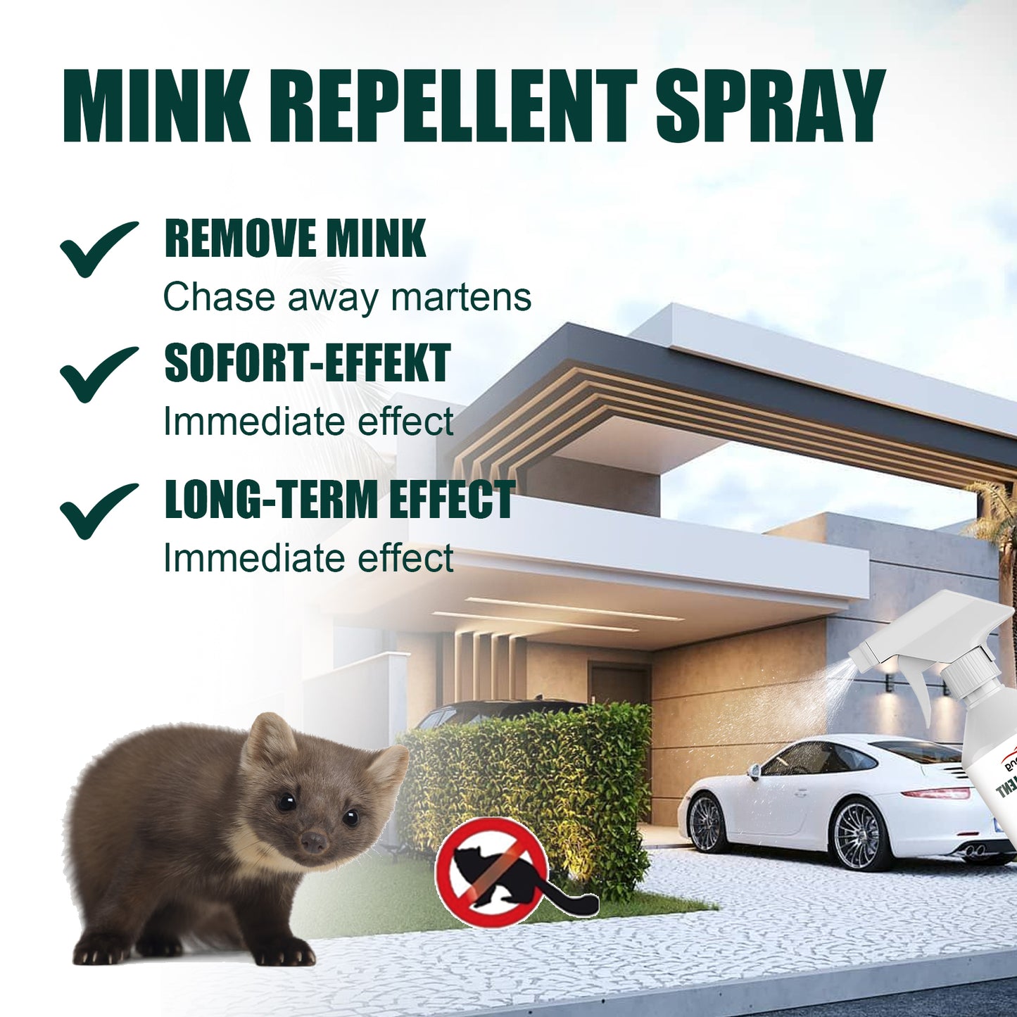 Mink Repellent Spray, Anti-Weasel And Mink-Repellent Spray For Car Engine Compartment