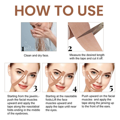 Myofascial Face Tightening Band, Face Anti-Sagging Lift Chin V-Shaped Face Breathable Face Lifting Tape