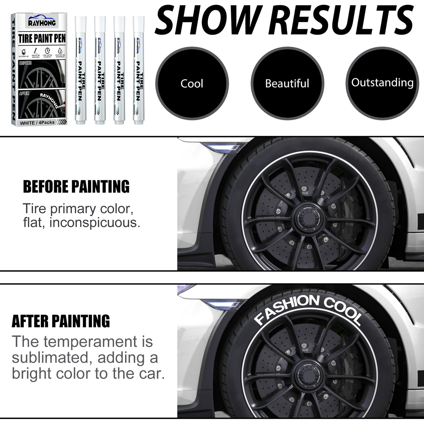 Tire Paint Pen, Car Tire Letter Pen Decorative Modification Supplies Graffiti Tracing Birthmark Pen
