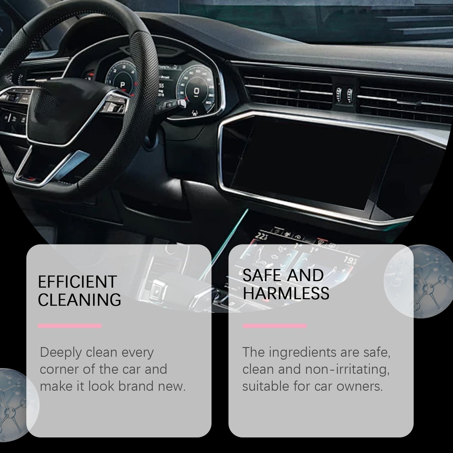 Homonth Car Interior Cleaner, Interior Decoration Soft Seat Steering Wheel Cleaning Refurbishment Decontamination Maintenance Agent