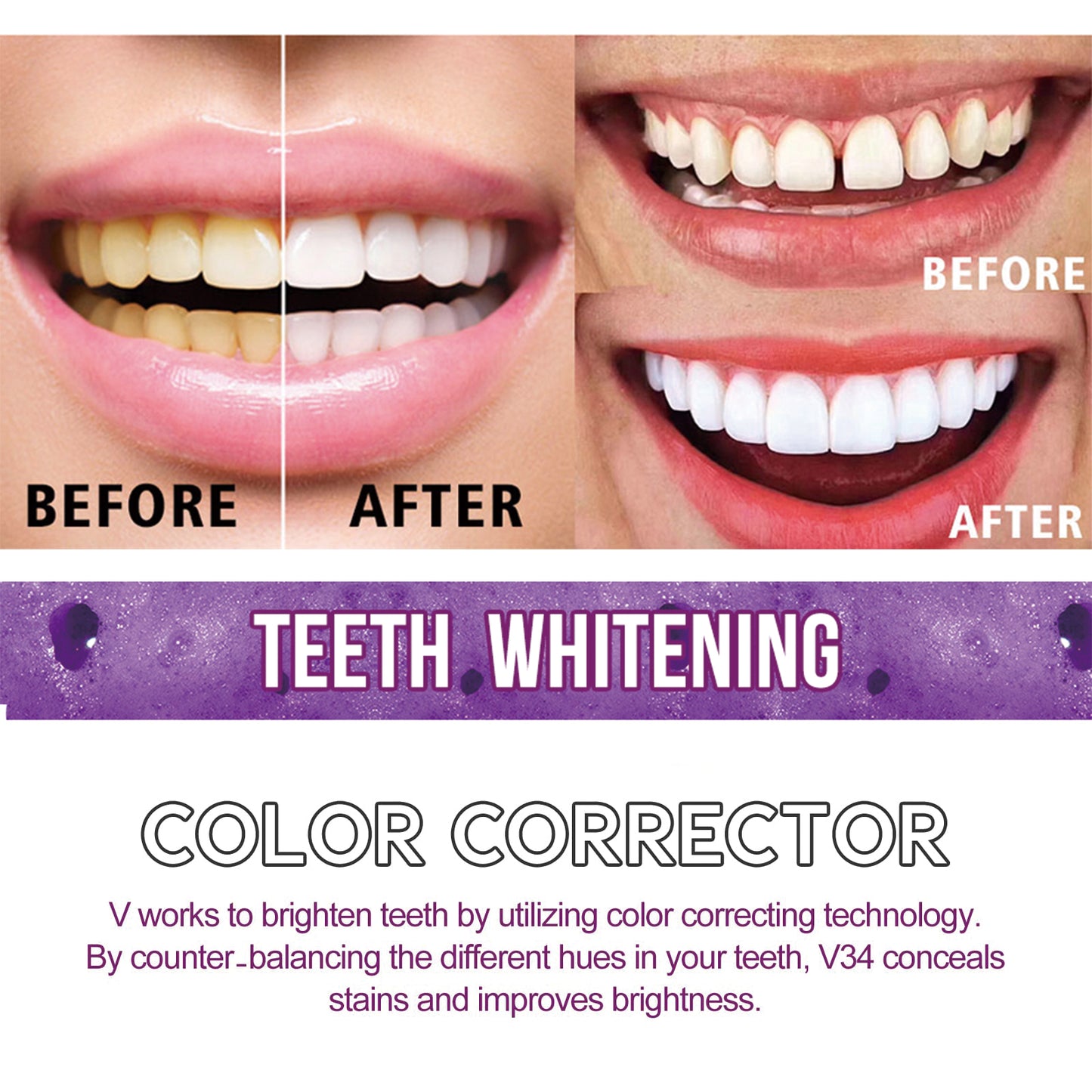 OUHOE V34 Purple Whitening Toothpaste, Removal Teeth Tartar Oral Cleaning Repair Teeth Whitening Toothpaste