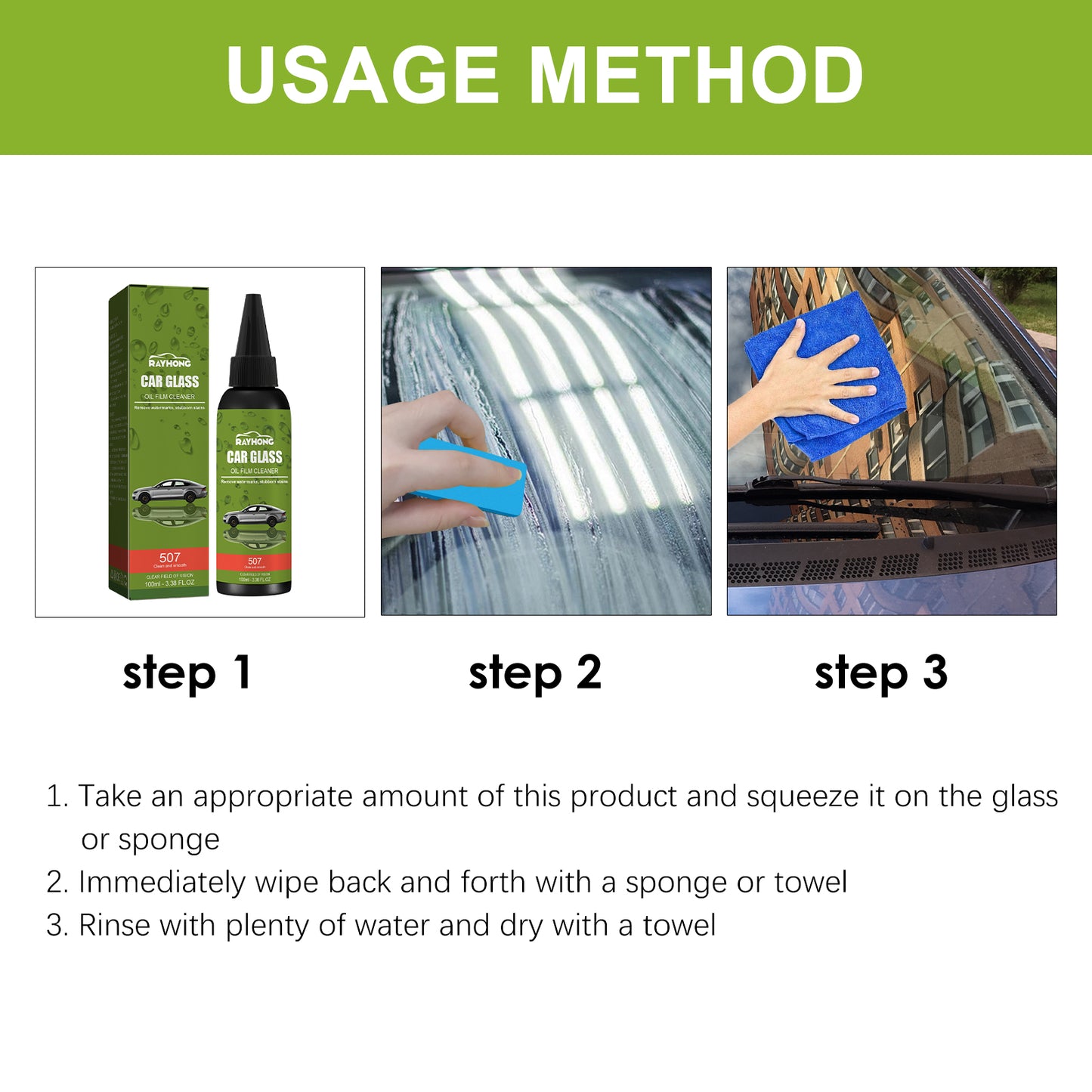 Car Glass Oil Film Cleaner, Windshield Maintenance To Remove Oil Rain And Fog Cleaning Agent