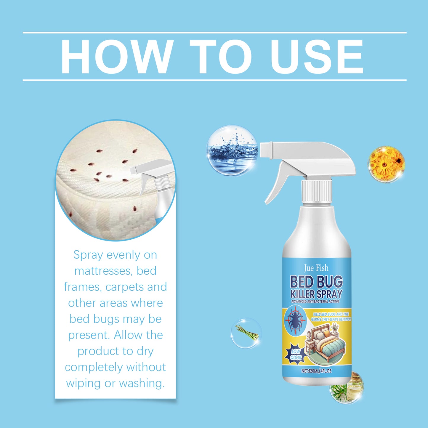 Bedbug Spray, Bedbug Killing And Mite Killing Spray For Dormitory Beds And Bedrooms