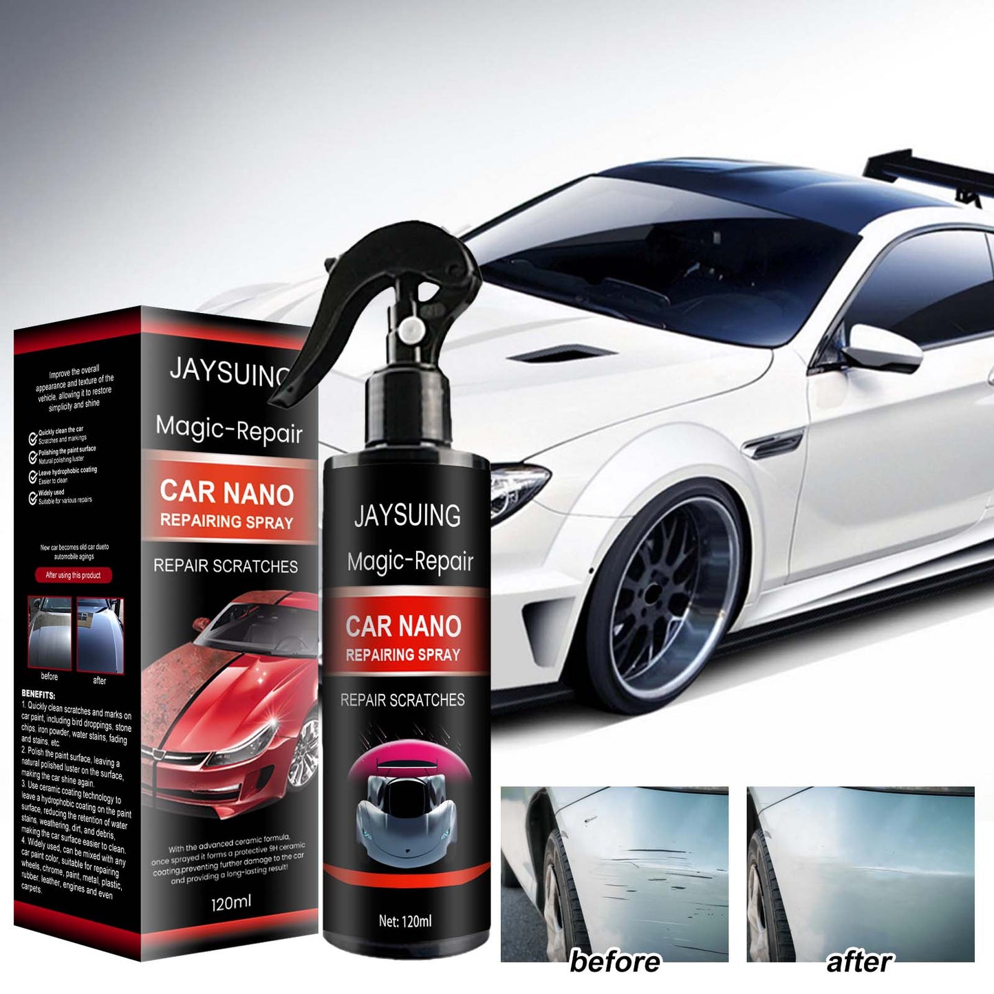 Auto Coating Spray, Super Hydrophobic Coating Repair Car Paint Scratches Water Stains Dust Polishing Spray