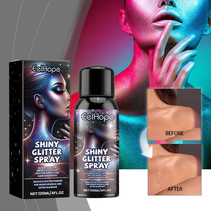 Highlight Brightening Glitter Spray, Hair Body Collarbone Spray Brightening Glitter Powder Holiday Bash
