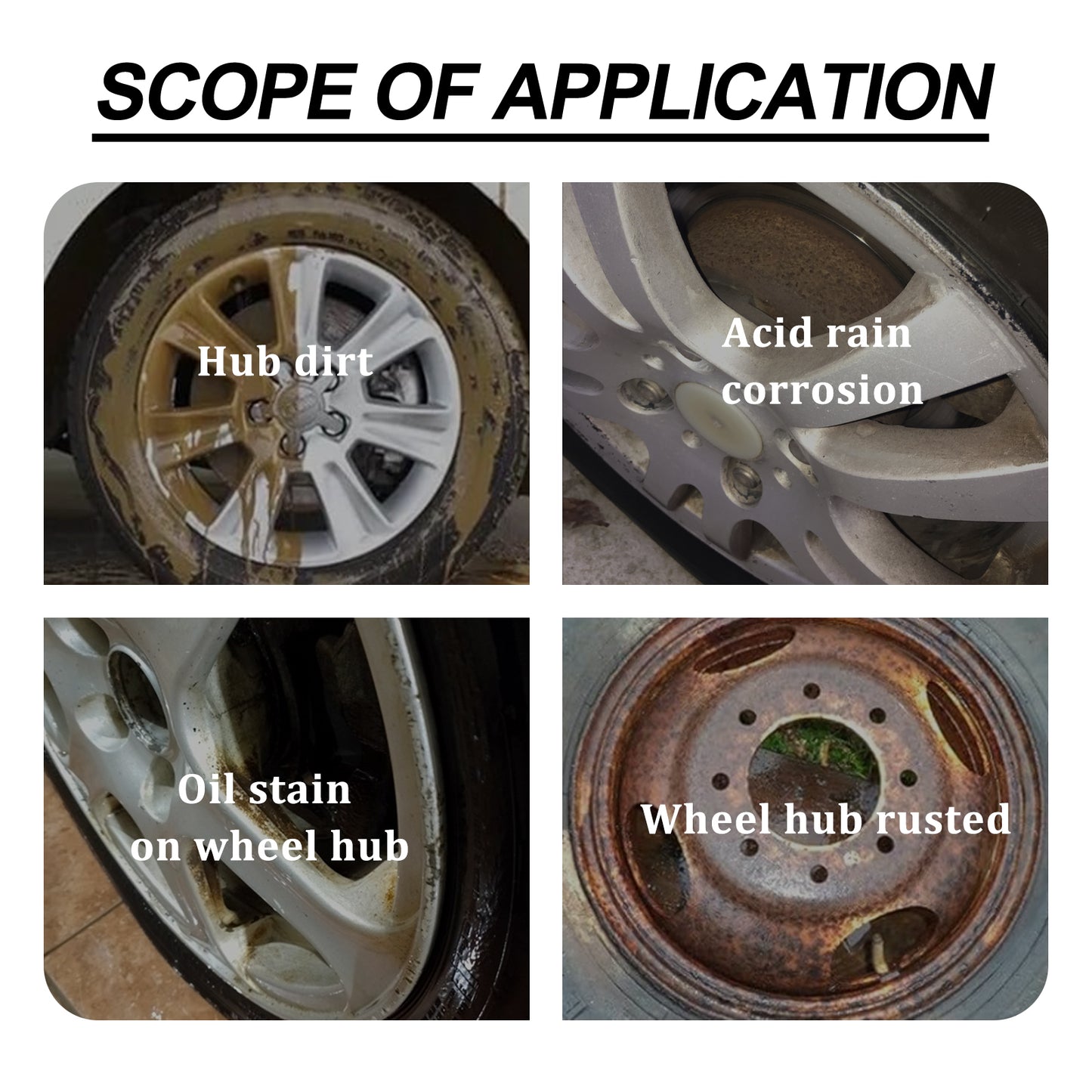 Rayhong Wheel Cleaner, Car Wheel Hub Cleaning Stain Repair Removal Rust Polish