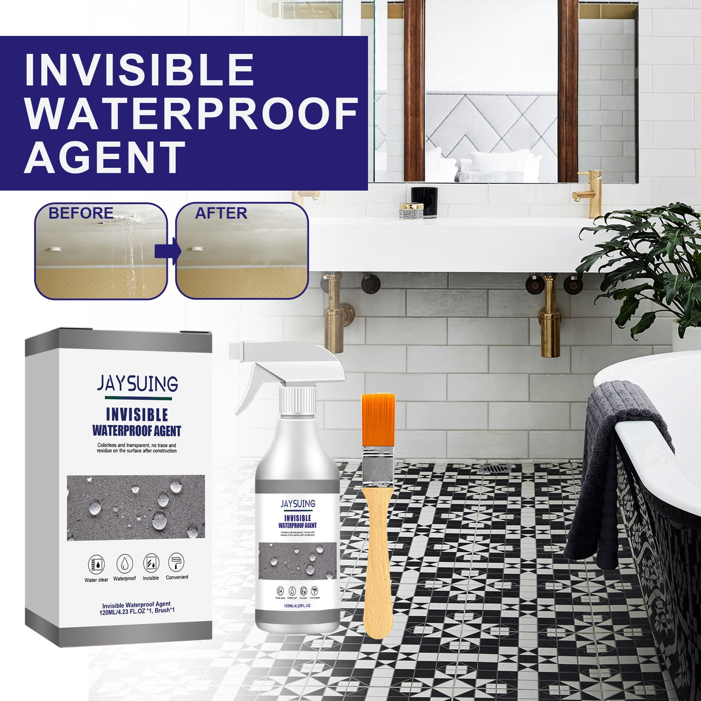 Jaysuing Waterproof Glue Bathroom Pipe Smash Free Brick Roof Exterior Wall Multifunctional Seal Leak Proof Spray
