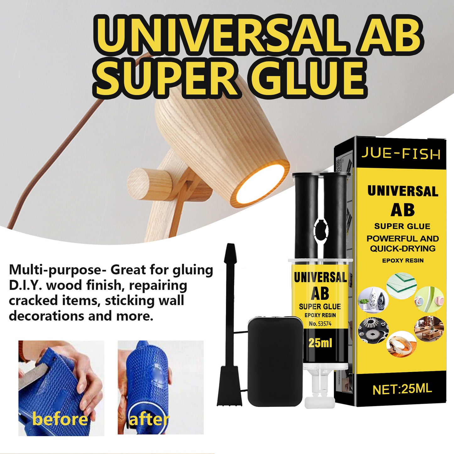 Jue-Fish Casting Adhesive, Epoxy Resin AB Adhesive Waterproof And High Temperature Resistant Multi-functional Metal Crack Repair Adhesive