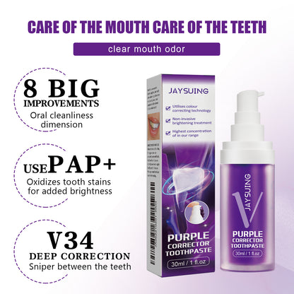 Jaysuing Purple Brightening White Toothpaste, Cleaning Stains Fresh Breath Brightening And Whitening Teeth Toothpaste