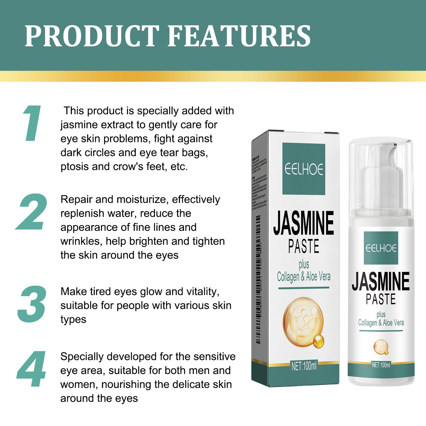 EELHOE Light Dark Circles Eye Cream, Gentle And Moisturizing, Lightening Fine Lines, Tightening Eye Bags, And Anti-Aging Eye Cream Around The Eyes