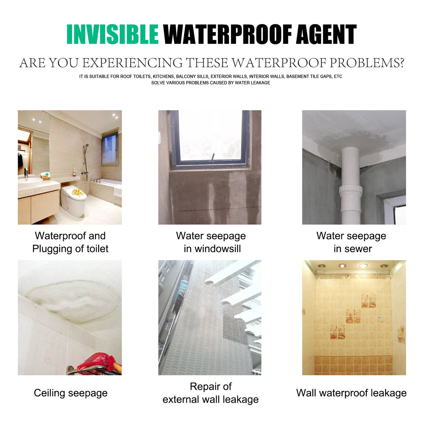 Jaysuing Waterproof Glue, Permeable Waterproof And Moisture-Proof Invisible Adhesive Toilet Tile Exterior Wall Roof Leak Repair Agent