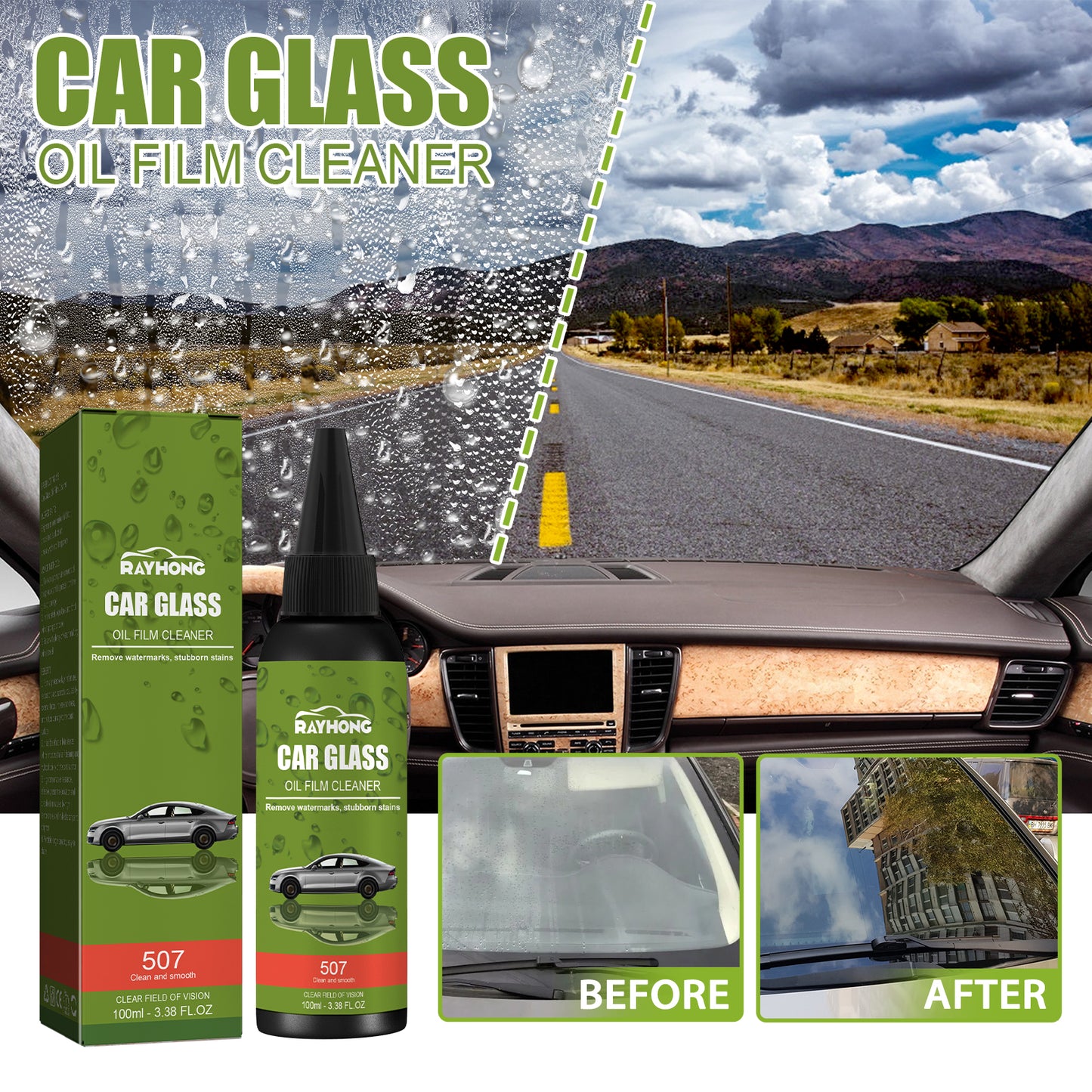 Car Glass Oil Film Cleaner, Windshield Maintenance To Remove Oil Rain And Fog Cleaning Agent