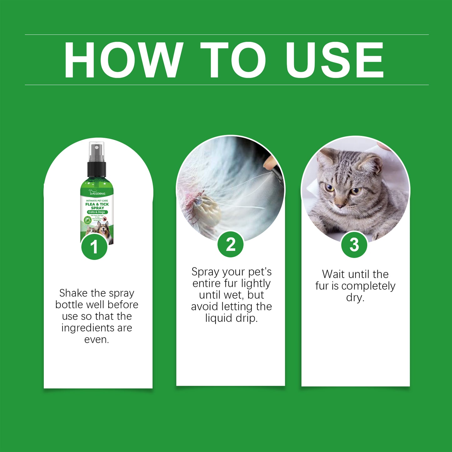Pet Insect Repellent Spray, Dog And Cat Hair And Skin Insect Repellent Daily Gentle Cleaning And Care Agent