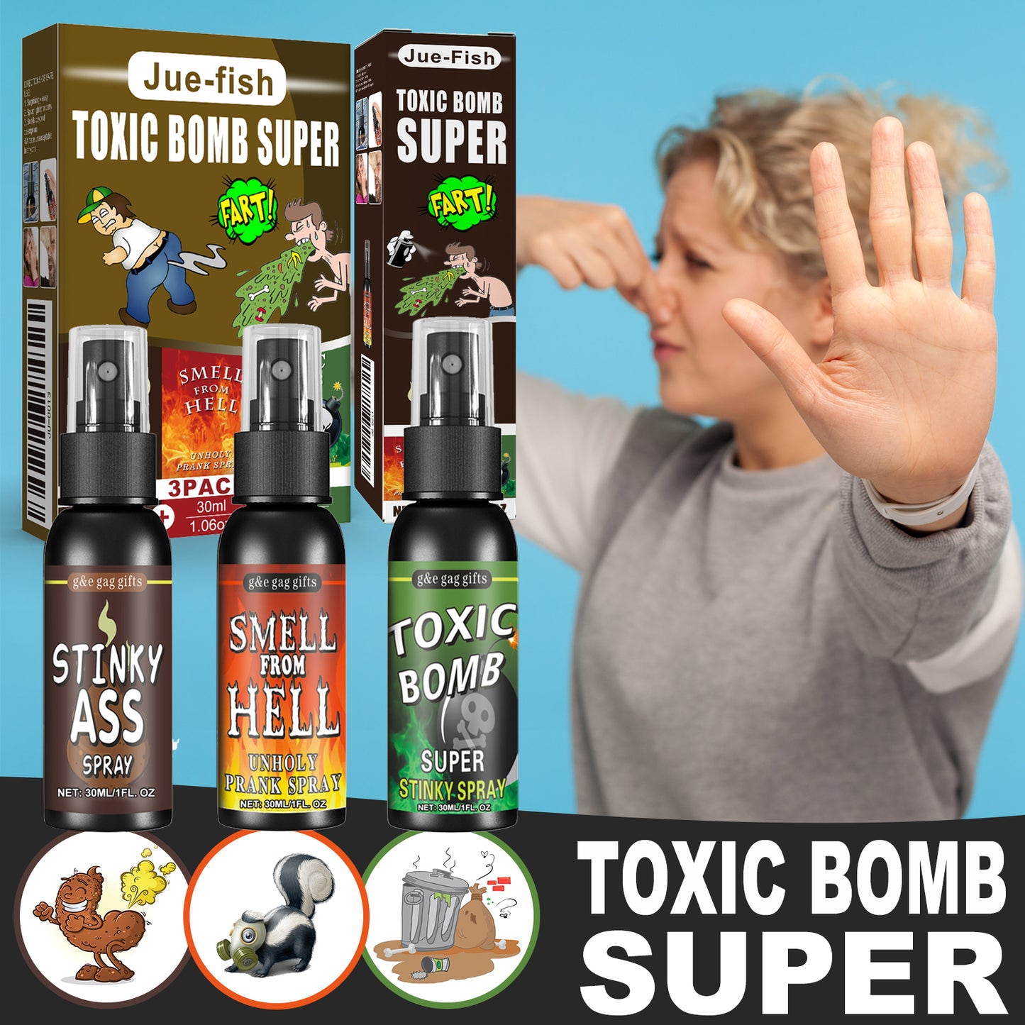 Fart Spray, April Fool's Day Pooper Toy Spoof Stink Entertainment Poop Hell Bomb Smell
