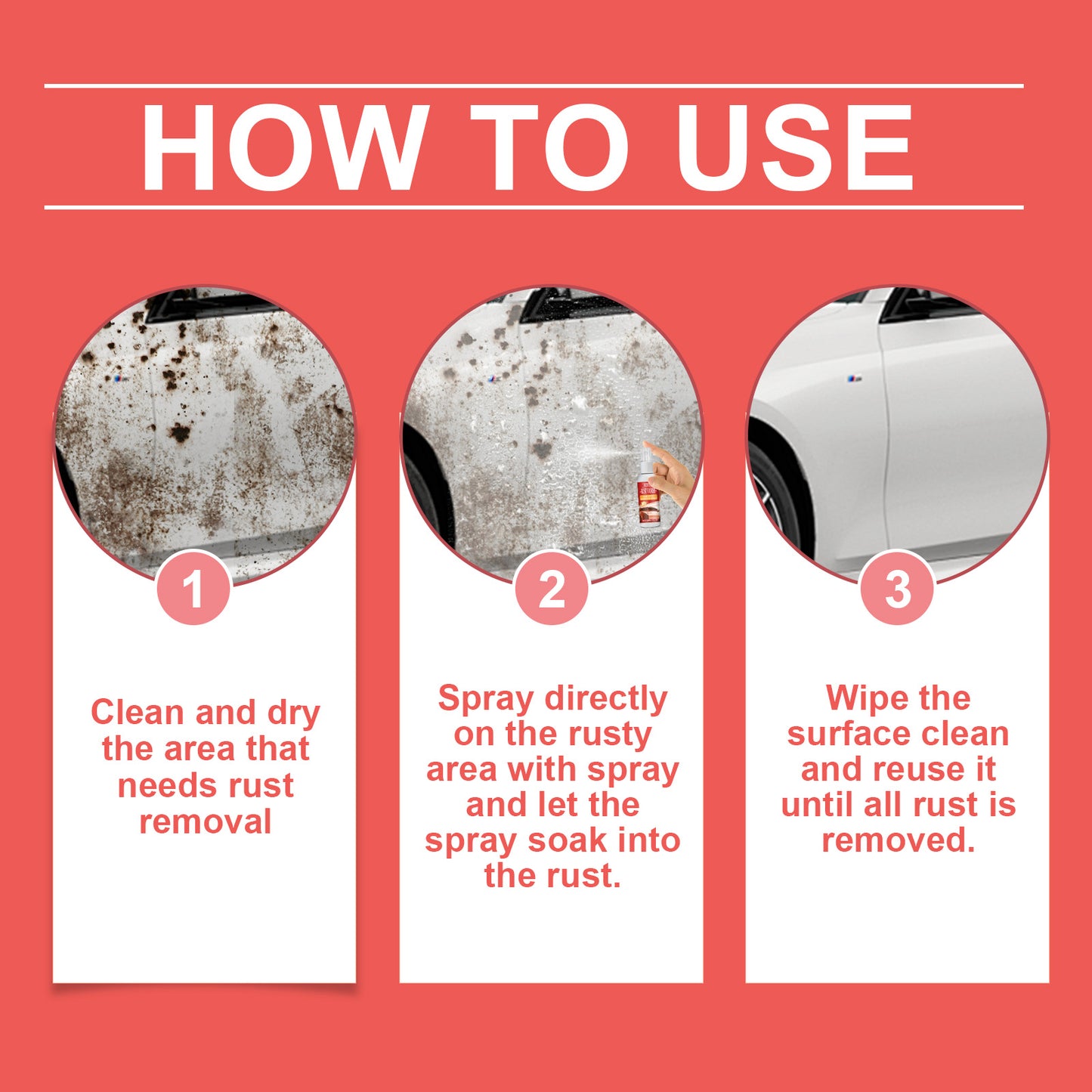 Car Rust Remover Spray, Protective Paint Decontamination To Yellow Rust Removing Lasting Protection Efficient Fast Drying